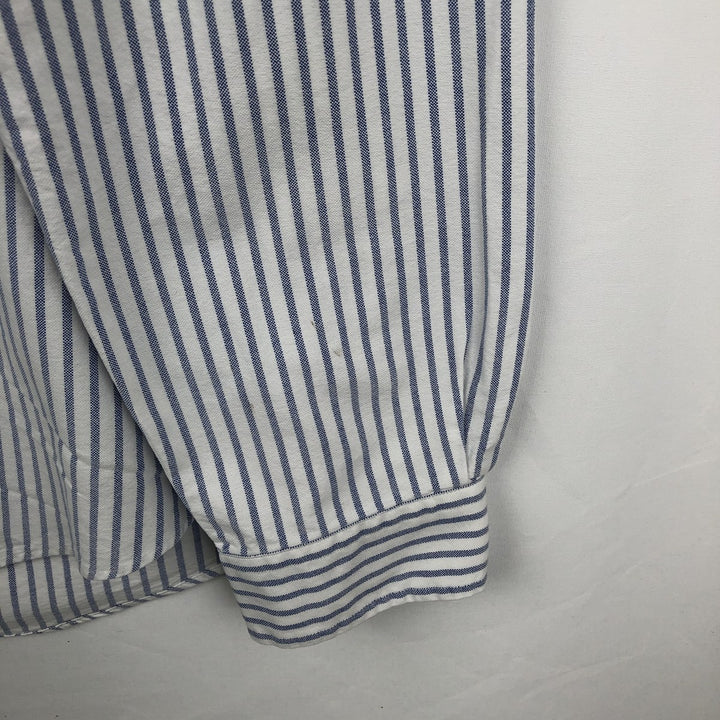 Ralph Lauren CUSTOM FIT long sleeve button down striped shirt men's size L cotton blue type Vintage Second Hand
