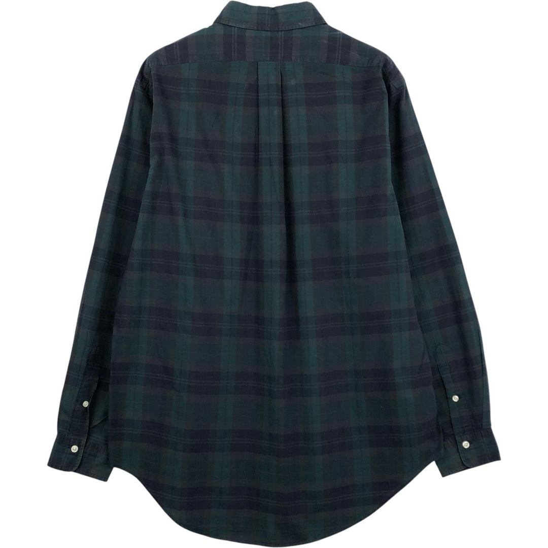 Ralph Lauren long sleeve button down check shirt, men's size L cotton dark green Vintage Second Hand