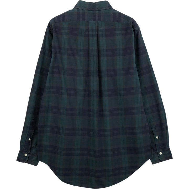 Ralph Lauren long sleeve button down check shirt, men's size L cotton dark green Vintage Second Hand