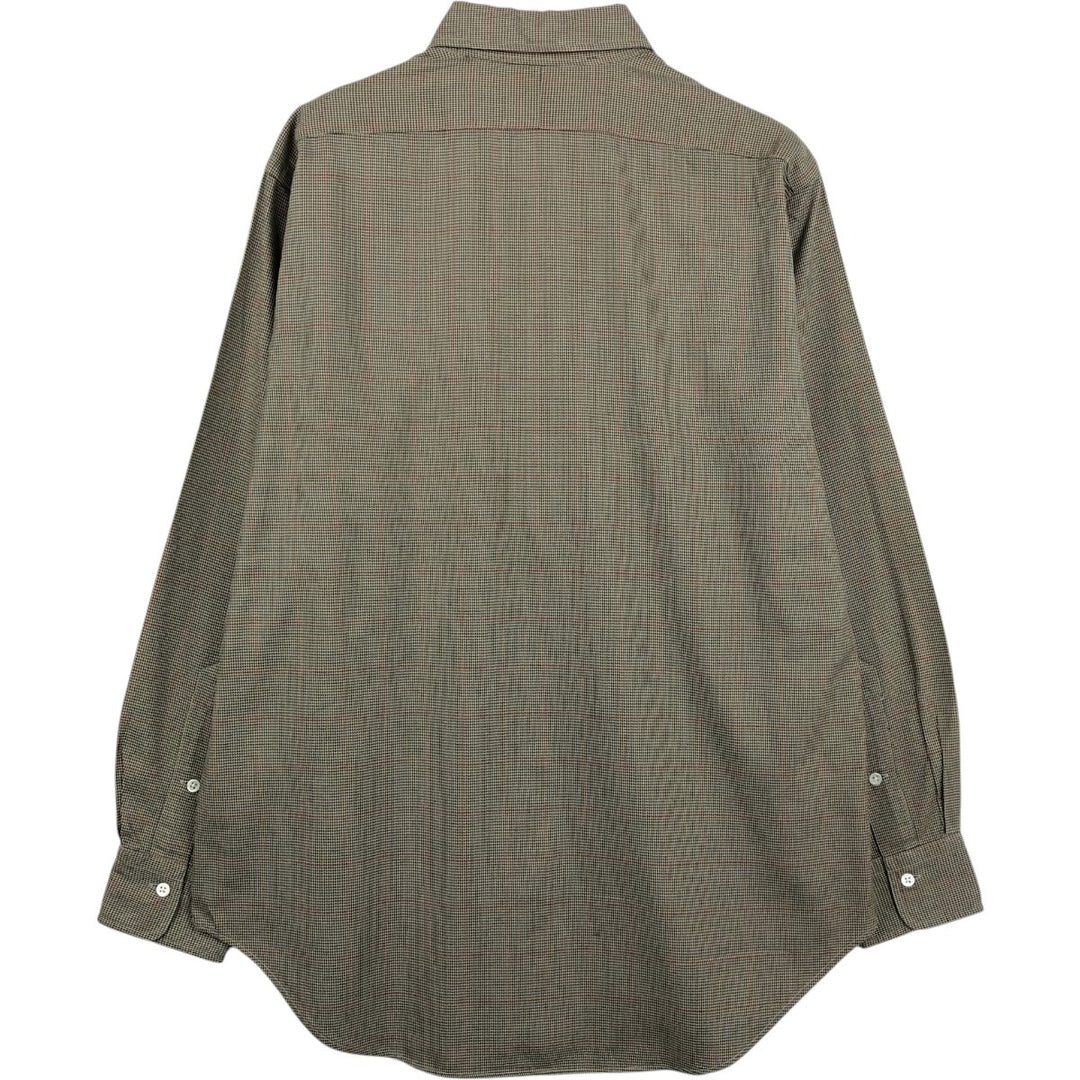 Ralph Lauren POLO by Ralph Lauren Houndstooth Pattern Long-Sleeve Cotton Check Shirt, Men's Size M (approx.) cotton beige type brown Vintage Second Hand