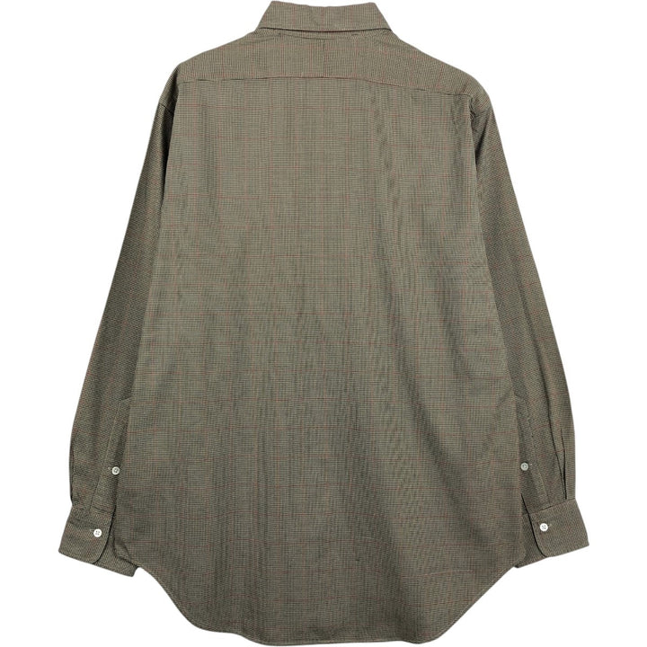 Ralph Lauren POLO by Ralph Lauren Houndstooth Pattern Long-Sleeve Cotton Check Shirt, Men's Size M (approx.) cotton beige type brown Vintage Second Hand
