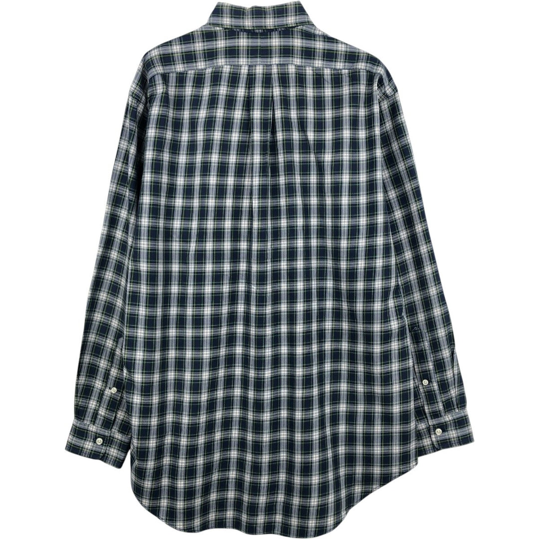 Ralph Lauren long sleeve button down check shirt, men's size M cotton navy blue type Vintage Second Hand