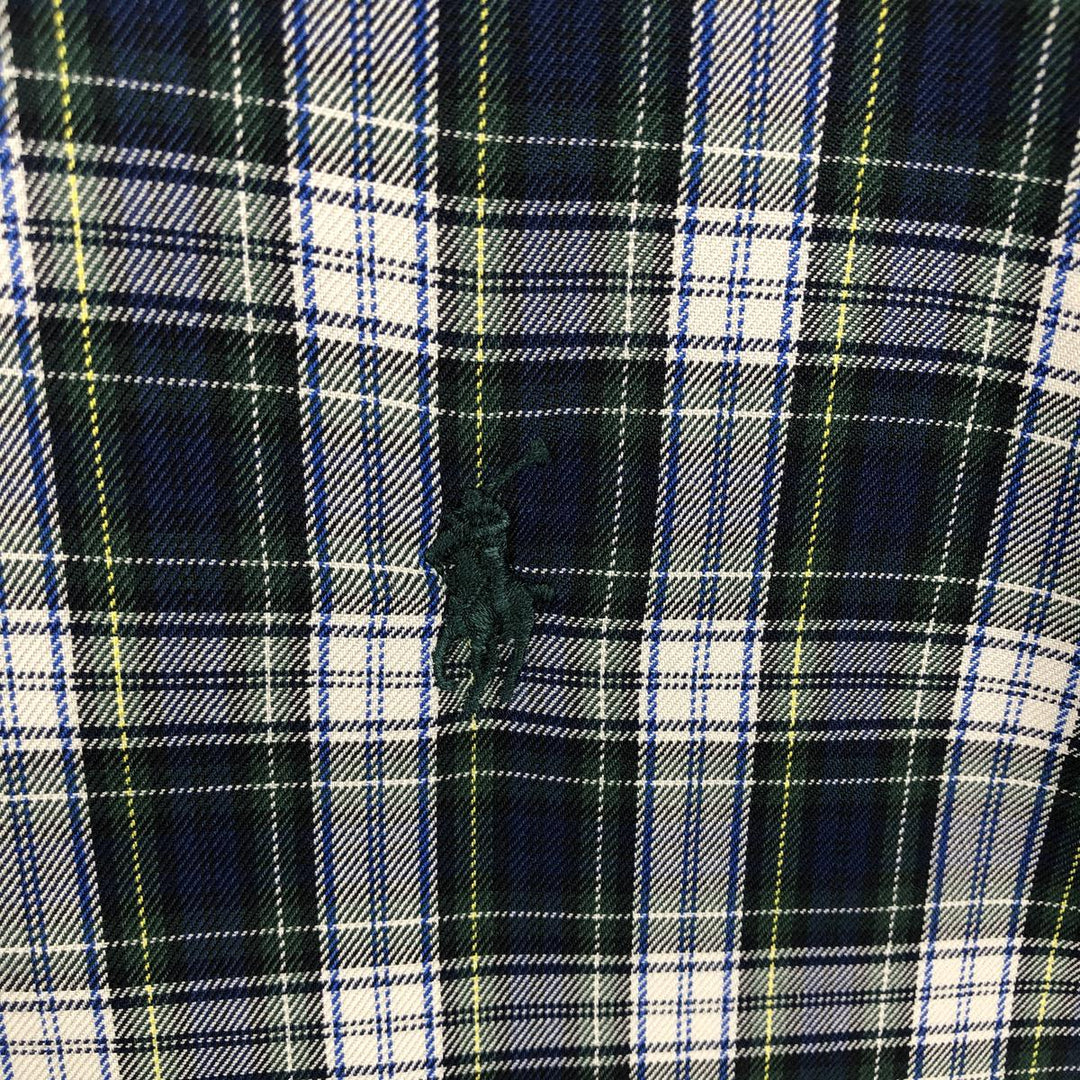Ralph Lauren long sleeve button down check shirt, men's size M cotton navy blue type Vintage Second Hand