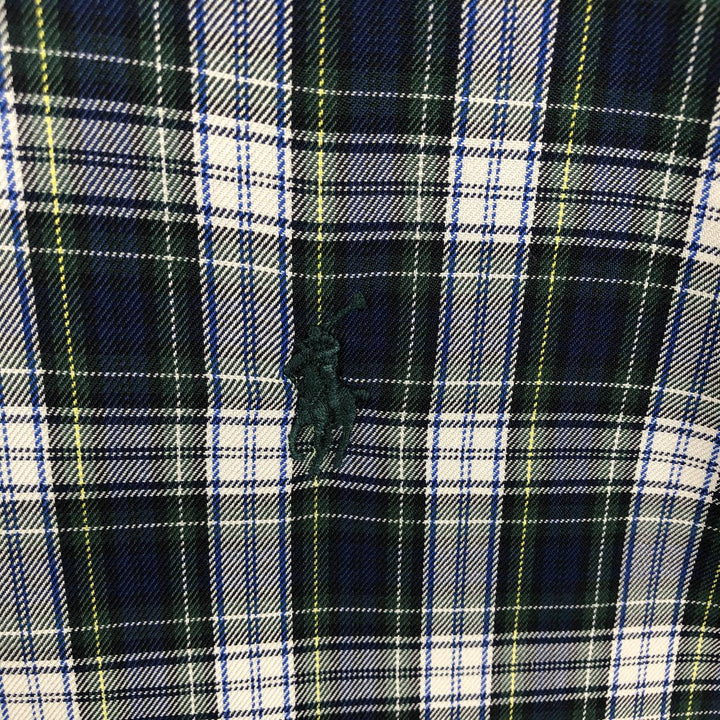 Ralph Lauren long sleeve button down check shirt, men's size M cotton navy blue type Vintage Second Hand