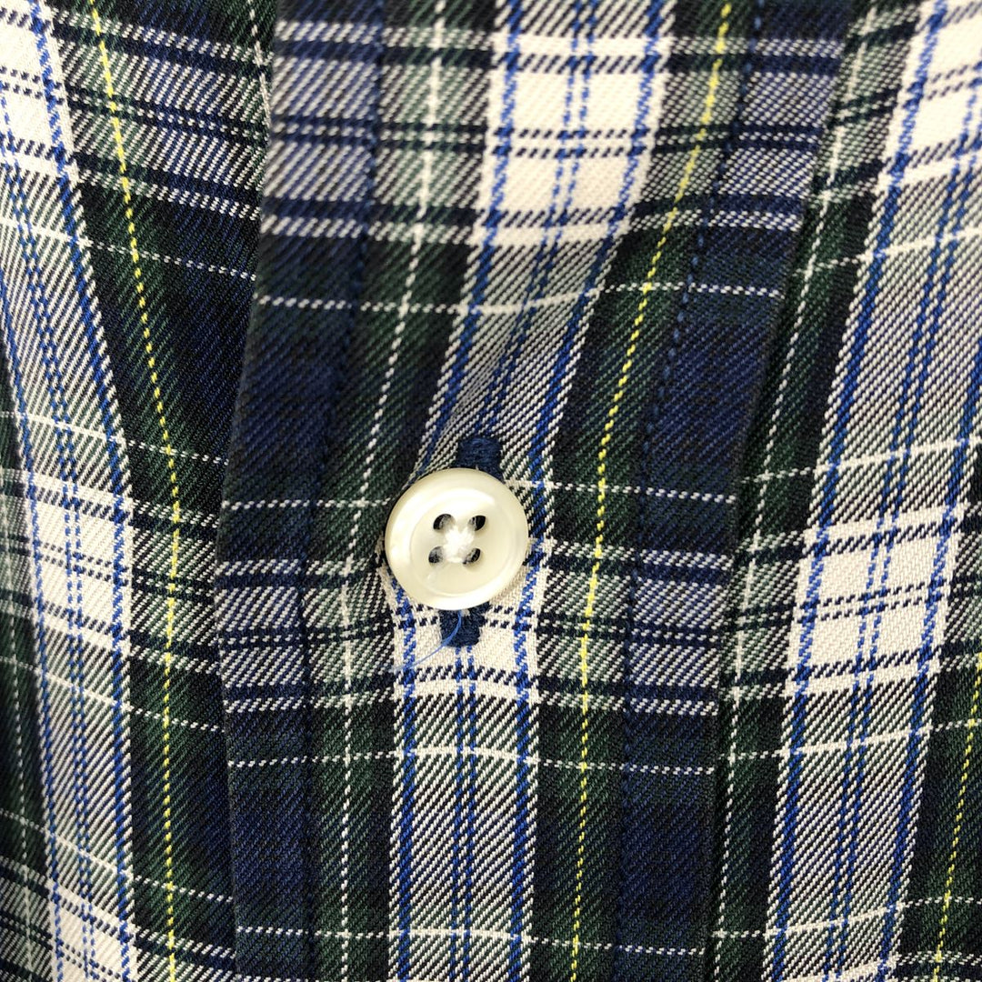 Ralph Lauren long sleeve button down check shirt, men's size M cotton navy blue type Vintage Second Hand