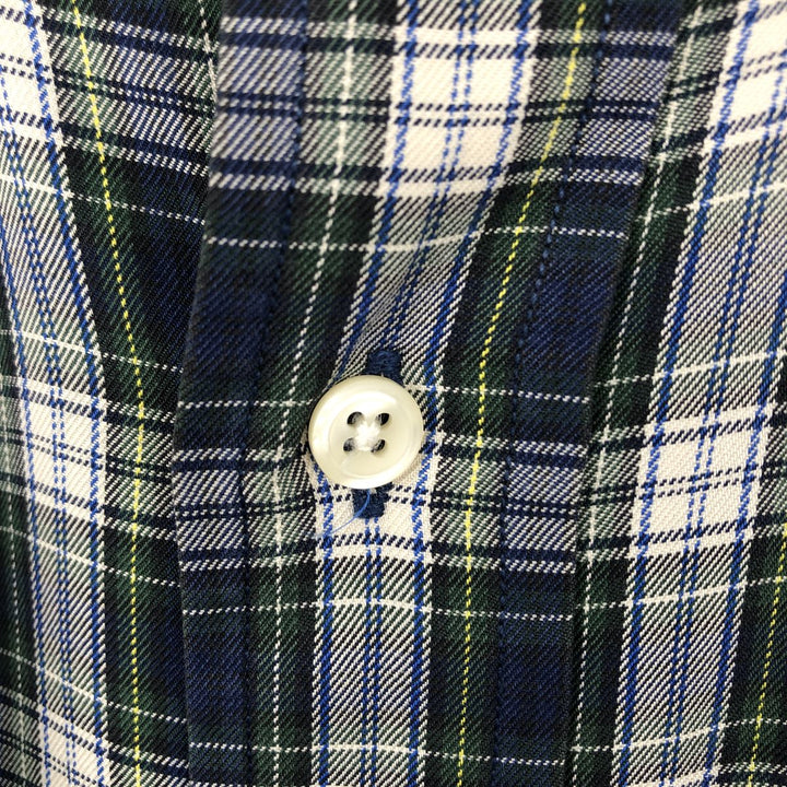 Ralph Lauren long sleeve button down check shirt, men's size M cotton navy blue type Vintage Second Hand