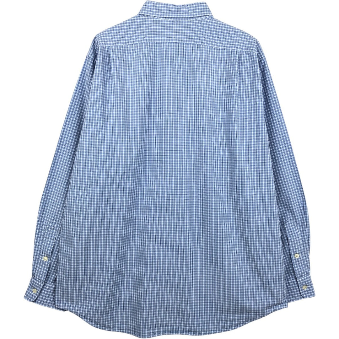 Ralph Lauren POLO by Ralph Lauren LOWELL SPORT long sleeve cotton check shirt, men's size L cotton blue type Vintage Second Hand