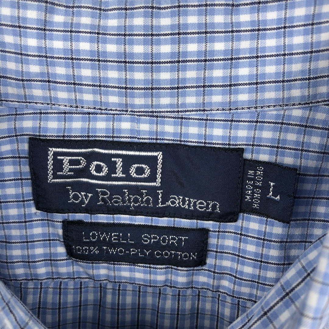 Ralph Lauren POLO by Ralph Lauren LOWELL SPORT long sleeve cotton check shirt, men's size L cotton blue type Vintage Second Hand