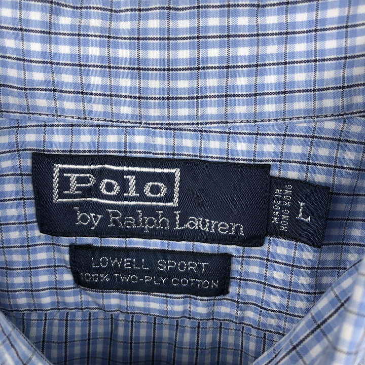 Ralph Lauren POLO by Ralph Lauren LOWELL SPORT long sleeve cotton check shirt, men's size L cotton blue type Vintage Second Hand