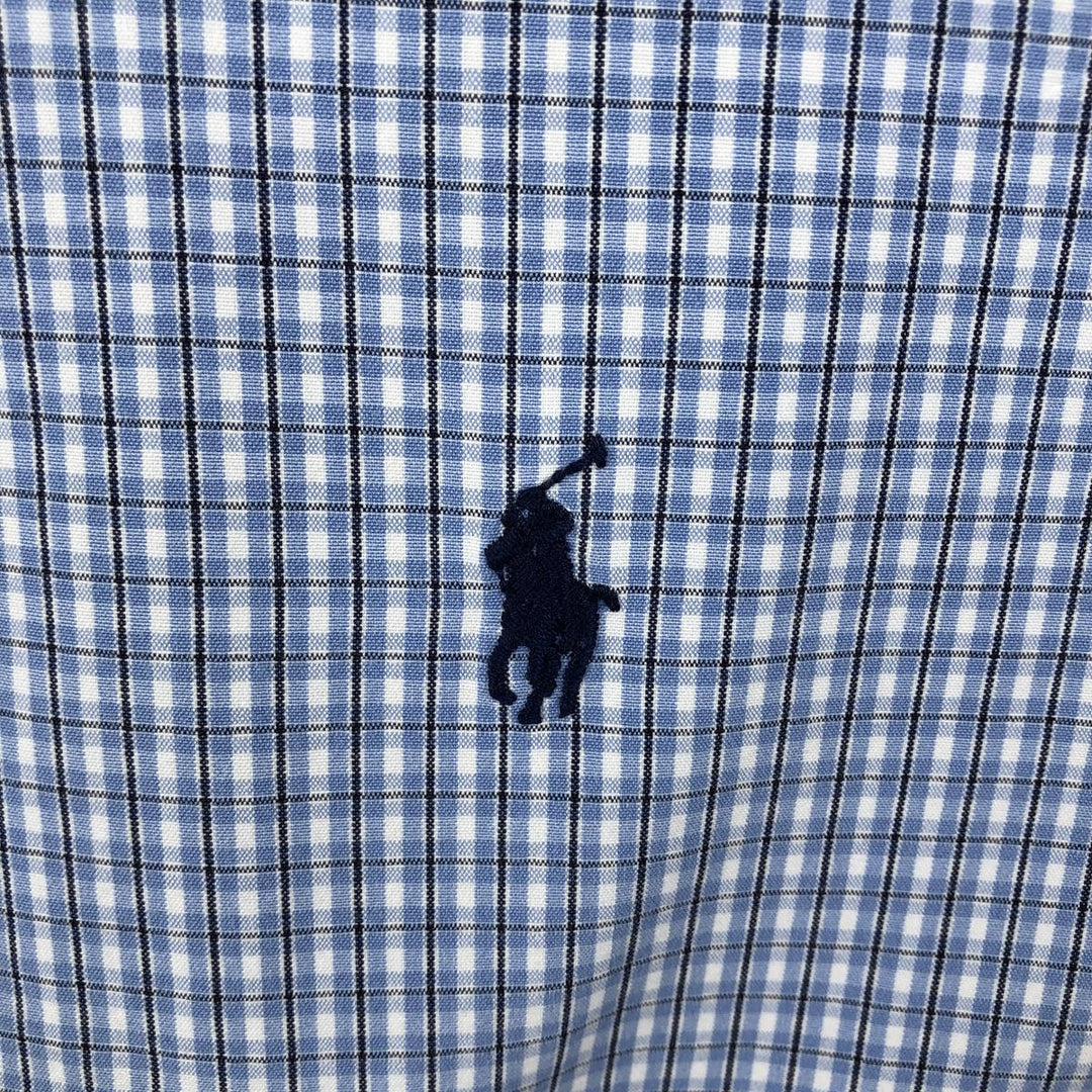 Ralph Lauren POLO by Ralph Lauren LOWELL SPORT long sleeve cotton check shirt, men's size L cotton blue type Vintage Second Hand