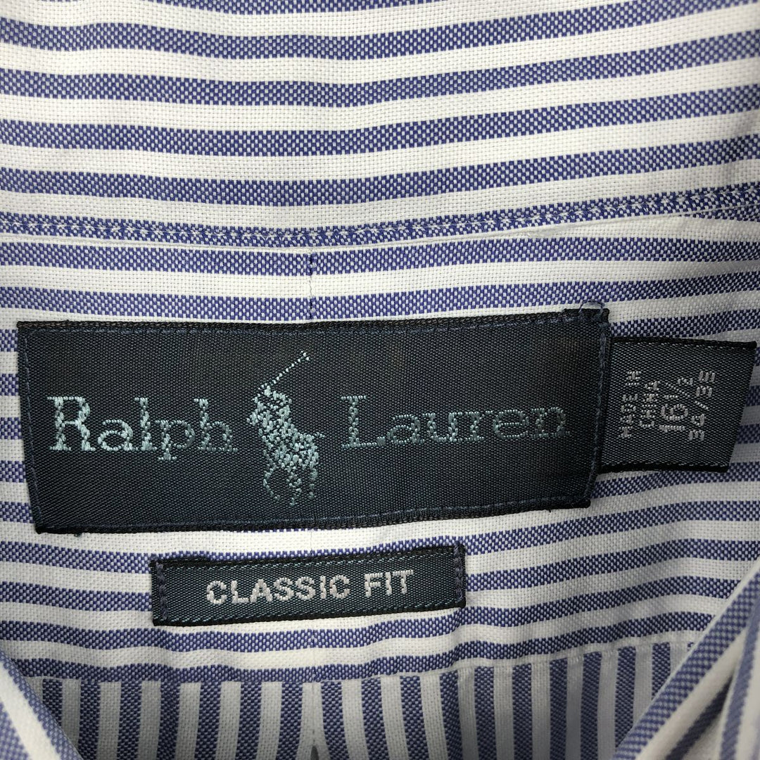 Ralph Lauren Classic Fit Long Sleeve Button Down Striped Shirt, Men's Size L cotton blue type Vintage Second Hand