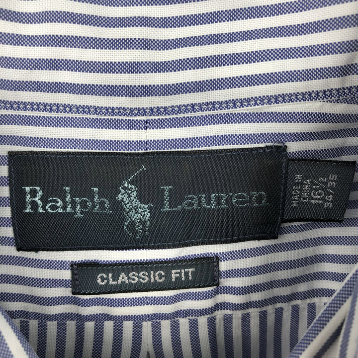 Ralph Lauren Classic Fit Long Sleeve Button Down Striped Shirt, Men's Size L cotton blue type Vintage Second Hand