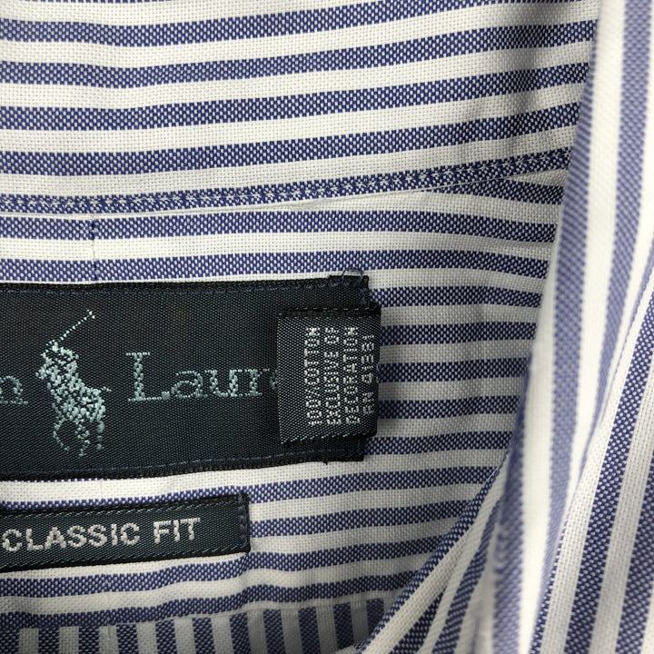 Ralph Lauren Classic Fit Long Sleeve Button Down Striped Shirt, Men's Size L cotton blue type Vintage Second Hand