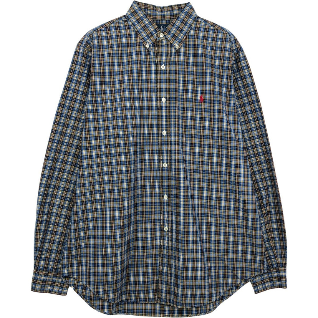 Ralph Lauren Classic Fit Long Sleeve Button Down Check Shirt, Men's Size L cotton blue type Vintage Second Hand