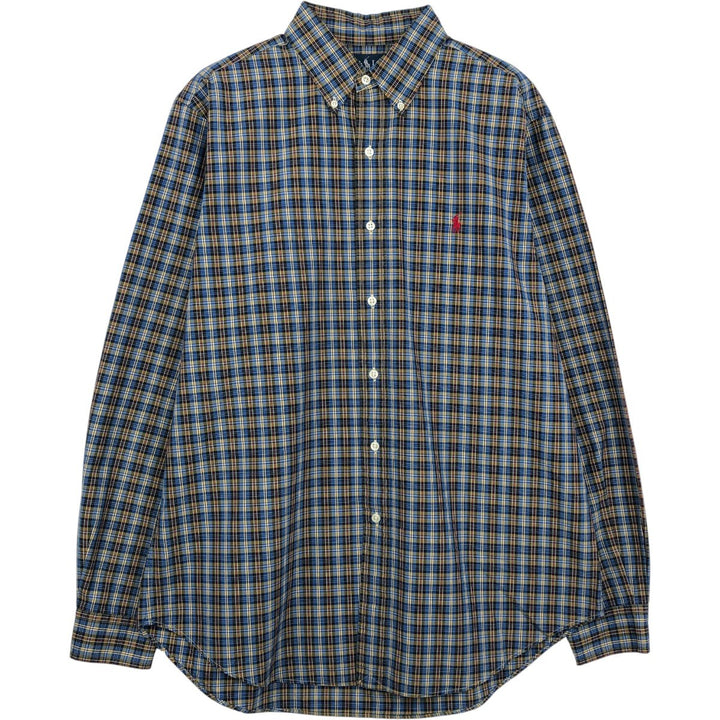 Ralph Lauren Classic Fit Long Sleeve Button Down Check Shirt, Men's Size L cotton blue type Vintage Second Hand
