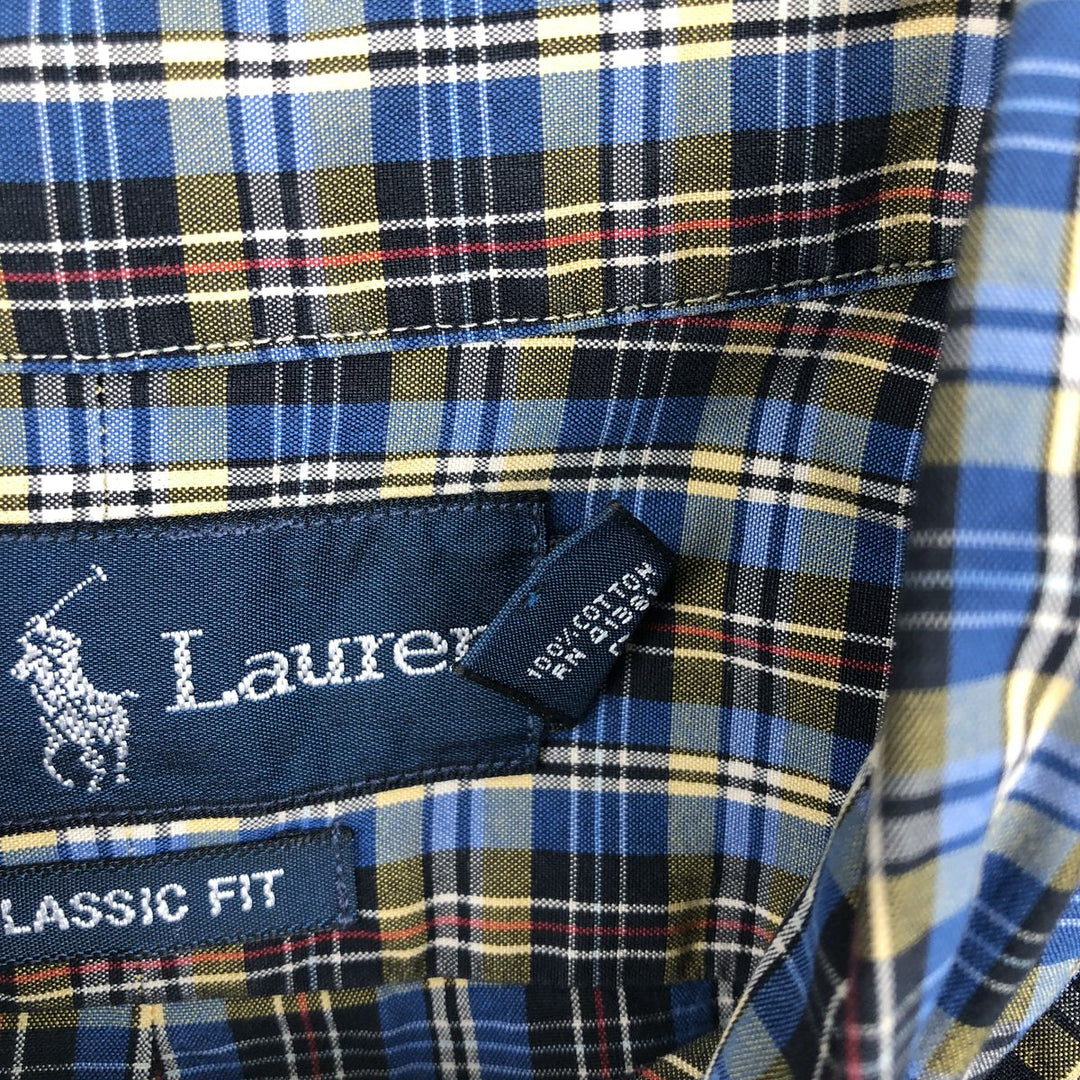 Ralph Lauren Classic Fit Long Sleeve Button Down Check Shirt, Men's Size L cotton blue type Vintage Second Hand