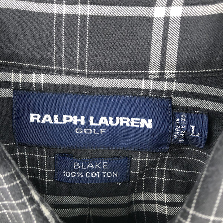 Ralph Lauren RALPH LAUREN GOLF BLAKE long-sleeved button-down check shirt, men's size L cotton Charcoal Vintage Second Hand