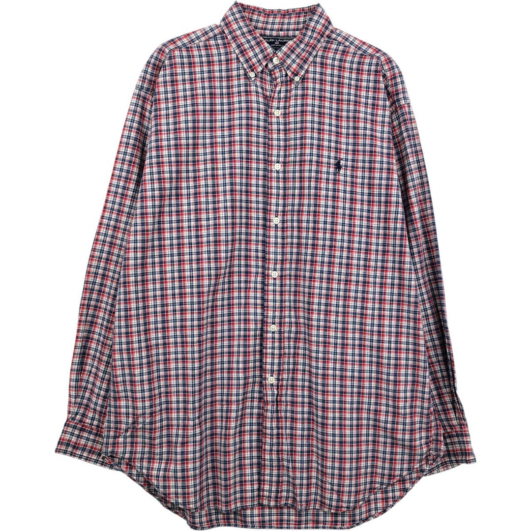 Ralph Lauren RALPH LAUREN SPORT Long-Sleeve Button-Down Check Shirt, Men's Size L (approx.) cotton red type Vintage Second Hand