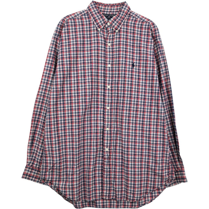 Ralph Lauren RALPH LAUREN SPORT Long-Sleeve Button-Down Check Shirt, Men's Size L (approx.) cotton red type Vintage Second Hand