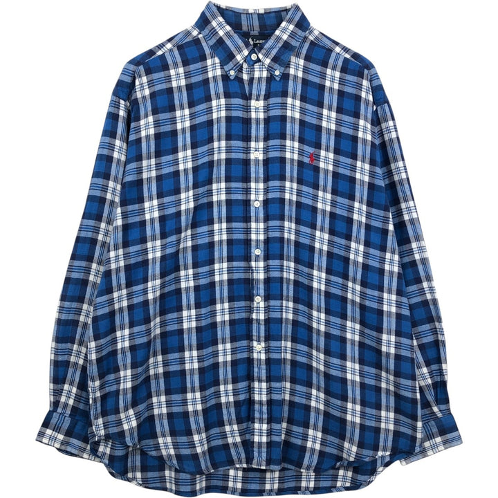 Ralph Lauren BLAIRE long sleeve button down check shirt, men's XL size cotton blue type Vintage Second Hand