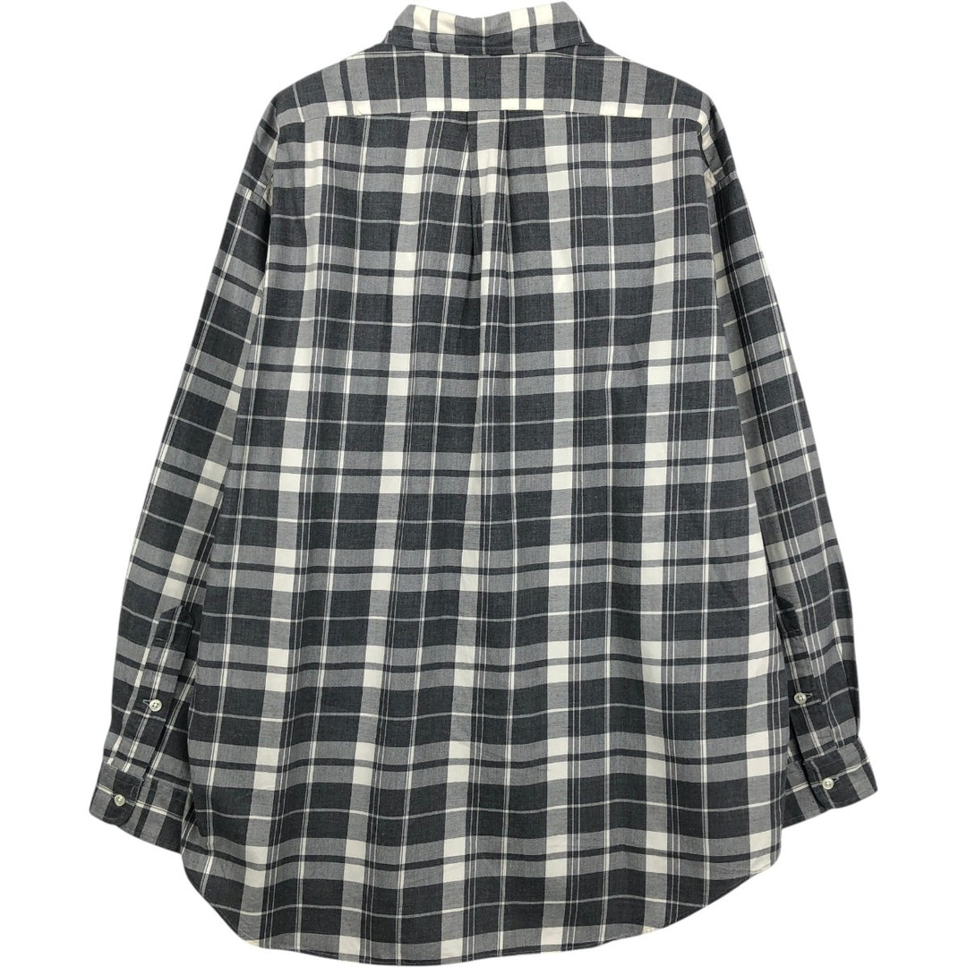 Ralph Lauren BLAKE long sleeve button down check shirt, men's size L cotton gray type Vintage Second Hand