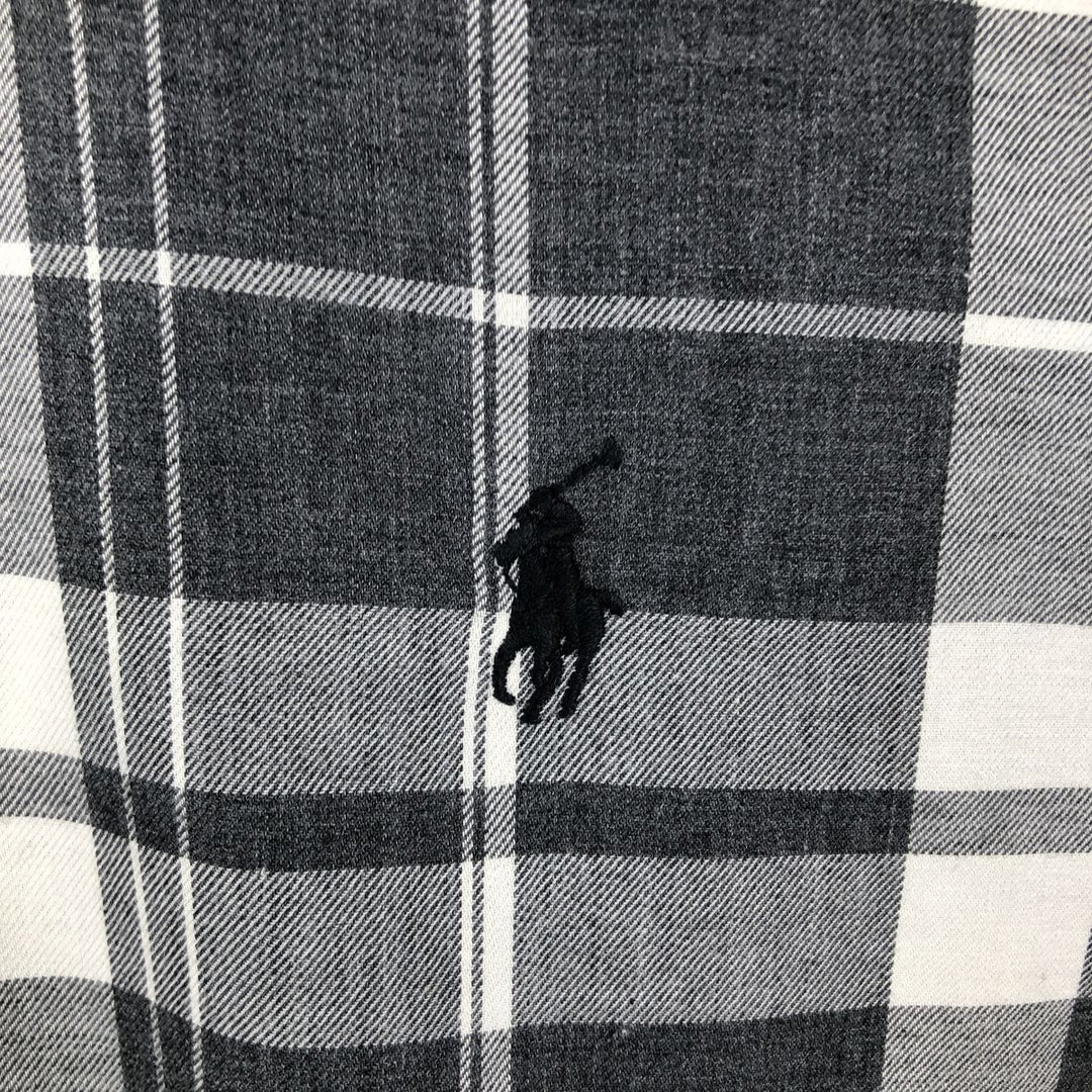 Ralph Lauren BLAKE long sleeve button down check shirt, men's size L cotton gray type Vintage Second Hand