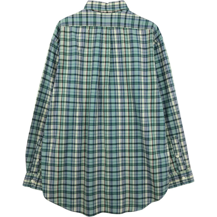 Ralph Lauren BLAKE long sleeve button down check shirt, men's size L cotton green type Vintage Second Hand