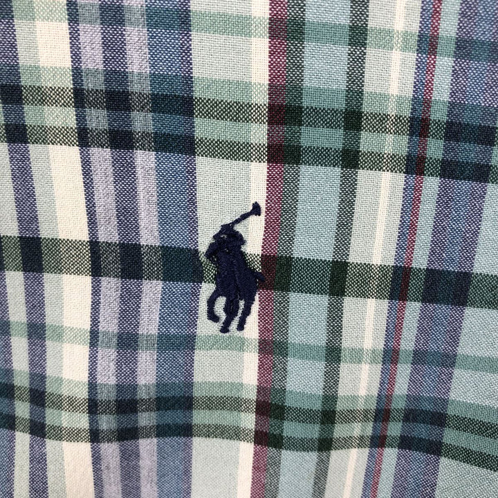 Ralph Lauren BLAKE long sleeve button down check shirt, men's size L cotton green type Vintage Second Hand