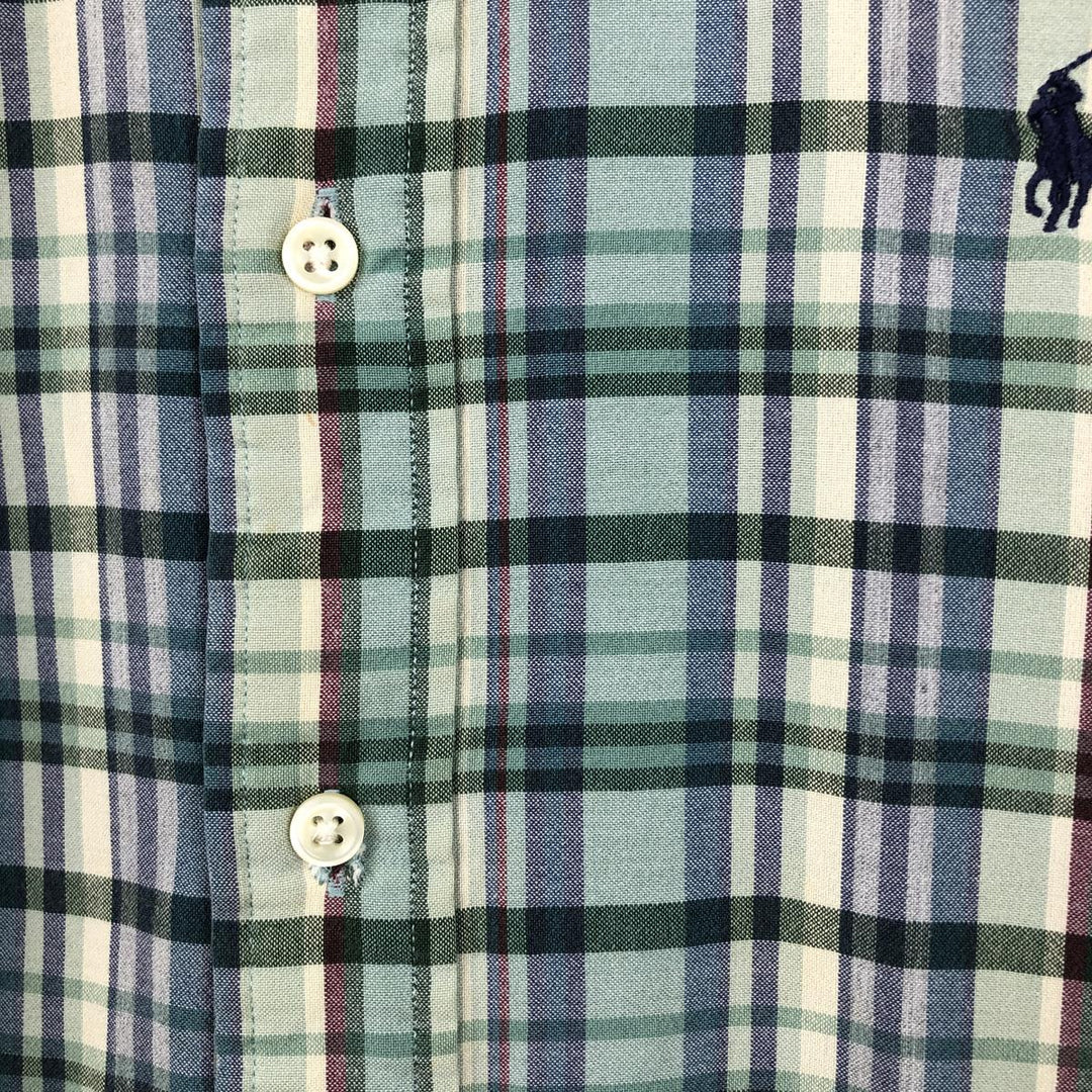 Ralph Lauren BLAKE long sleeve button down check shirt, men's size L cotton green type Vintage Second Hand