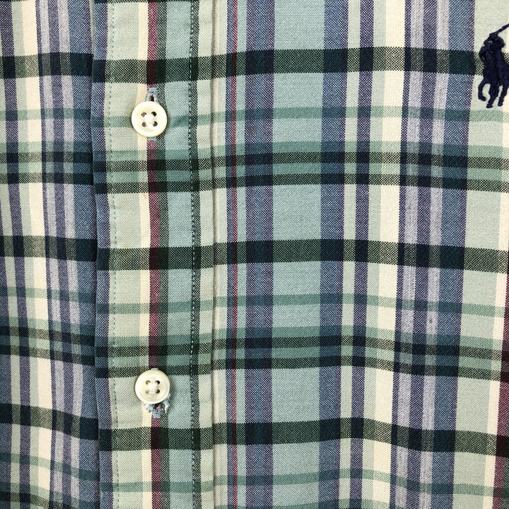 Ralph Lauren BLAKE long sleeve button down check shirt, men's size L cotton green type Vintage Second Hand