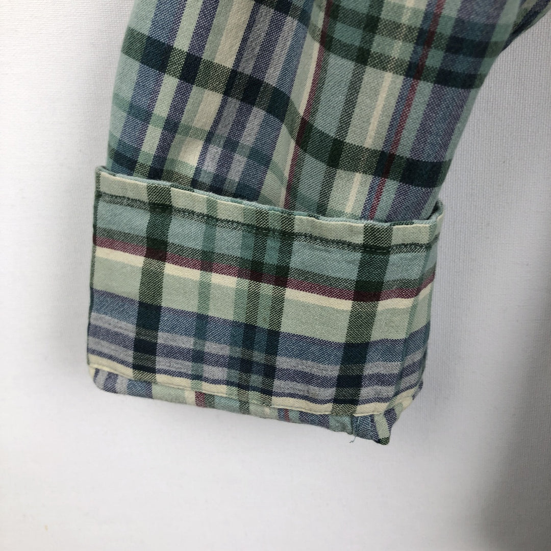 Ralph Lauren BLAKE long sleeve button down check shirt, men's size L cotton green type Vintage Second Hand
