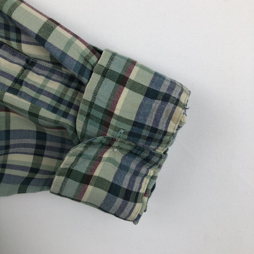 Ralph Lauren BLAKE long sleeve button down check shirt, men's size L cotton green type Vintage Second Hand