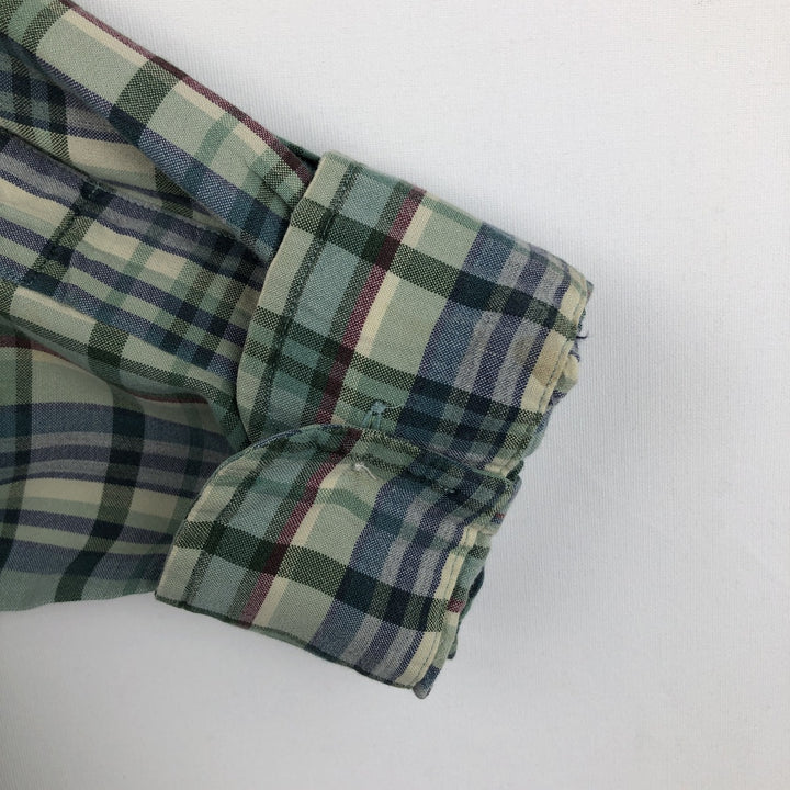 Ralph Lauren BLAKE long sleeve button down check shirt, men's size L cotton green type Vintage Second Hand