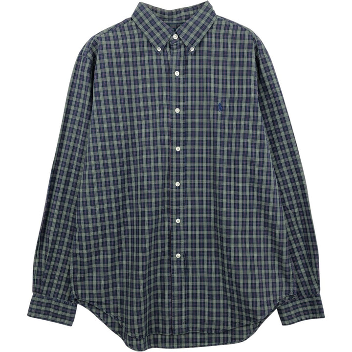 Ralph Lauren Classic Fit Long Sleeve Button Down Check Shirt Men's Size L cotton green type Vintage Second Hand