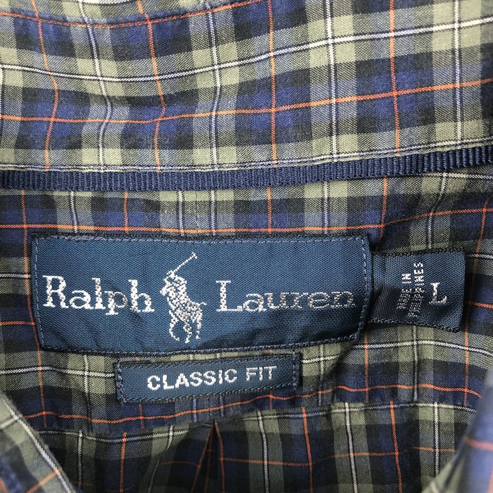 Ralph Lauren Classic Fit Long Sleeve Button Down Check Shirt Men's Size L cotton green type Vintage Second Hand