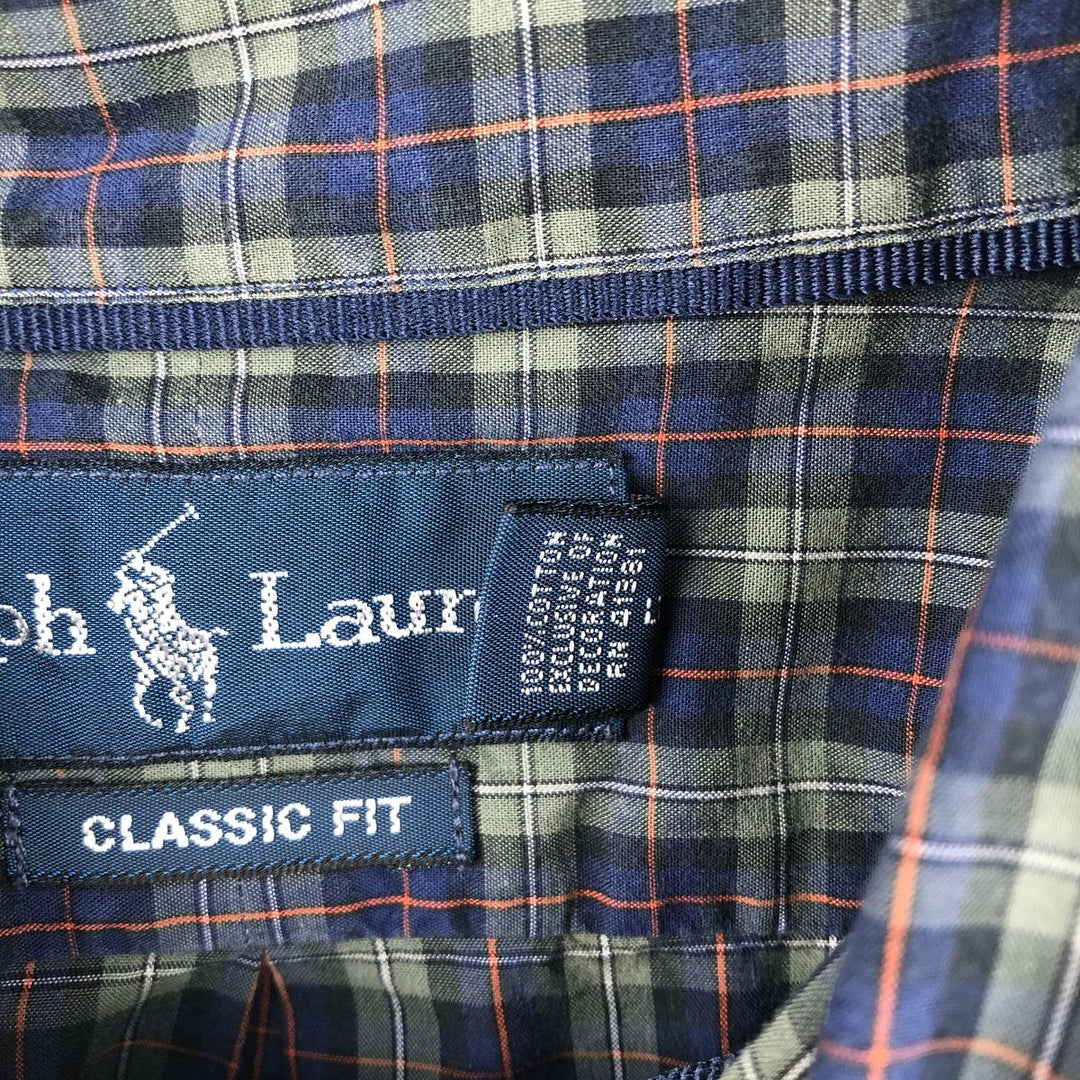 Ralph Lauren Classic Fit Long Sleeve Button Down Check Shirt Men's Size L cotton green type Vintage Second Hand