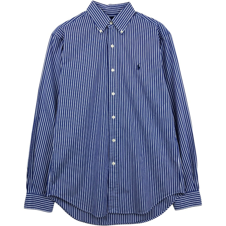 Ralph Lauren Classic Fit Long Sleeve Button Down Striped Shirt Men's M cotton blue type Vintage Second Hand