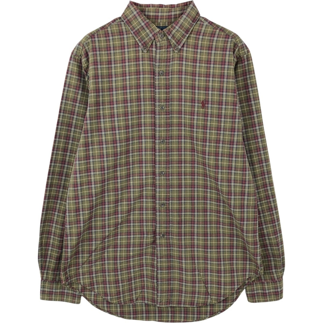 Ralph Lauren Classic Fit Long Sleeve Button Down Check Shirt Men's M cotton Khaki type Vintage Second Hand