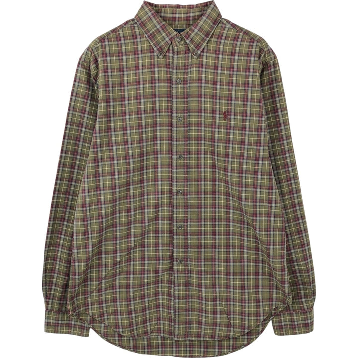 Ralph Lauren Classic Fit Long Sleeve Button Down Check Shirt Men's M cotton Khaki type Vintage Second Hand