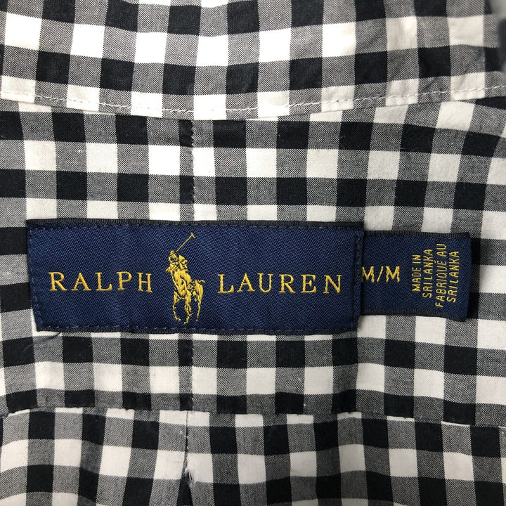 Ralph Lauren Gingham Check Long Sleeve Button-Down Check Shirt, Men's M Size cotton black type Vintage Second Hand