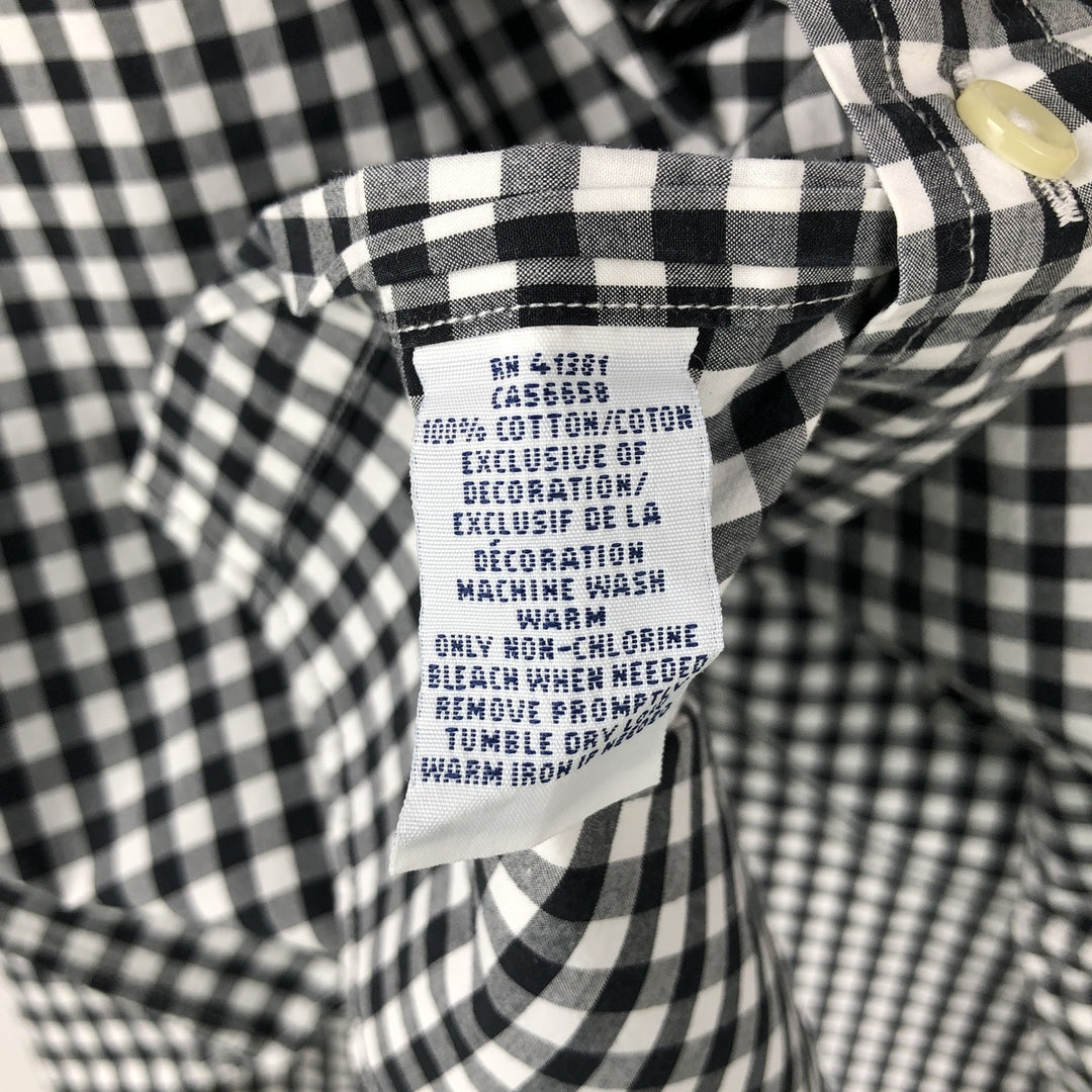 Ralph Lauren Gingham Check Long Sleeve Button-Down Check Shirt, Men's M Size cotton black type Vintage Second Hand