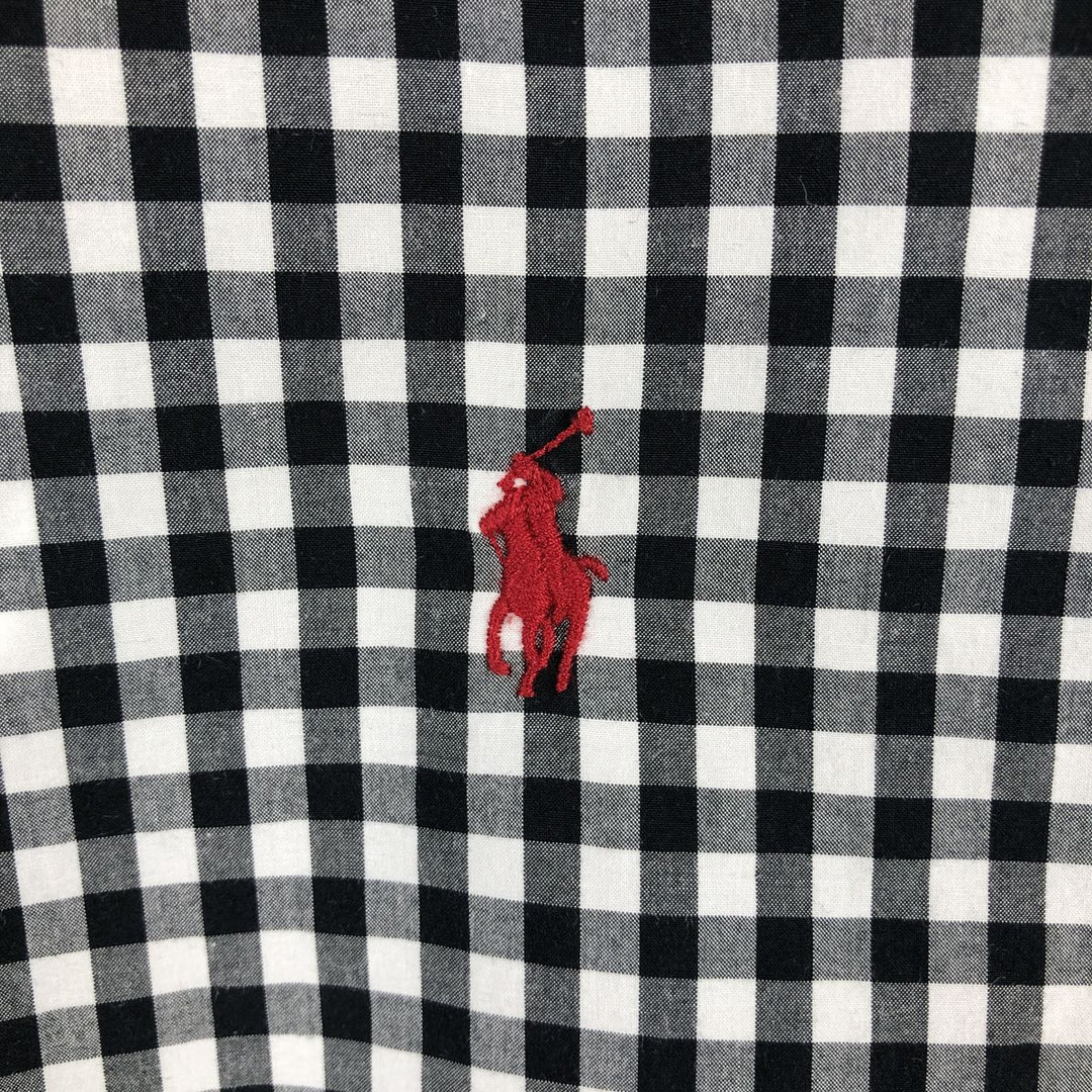 Ralph Lauren Gingham Check Long Sleeve Button-Down Check Shirt, Men's M Size cotton black type Vintage Second Hand