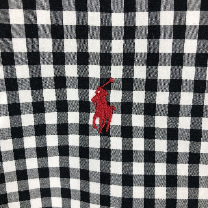 Ralph Lauren Gingham Check Long Sleeve Button-Down Check Shirt, Men's M Size cotton black type Vintage Second Hand