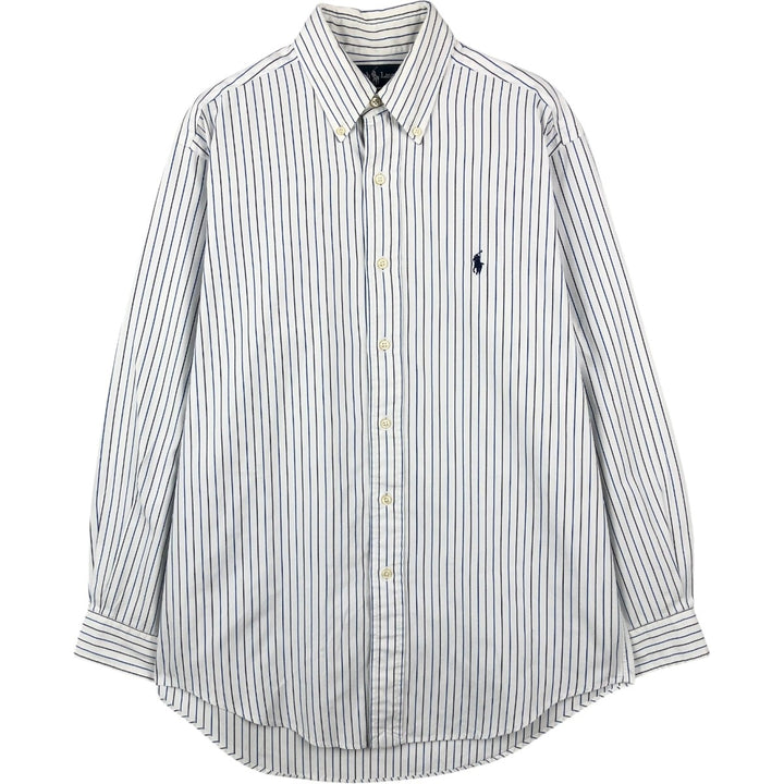 Ralph Lauren YARMOUTH Long Sleeve Button-Down Striped Shirt, Men's M Size cotton white type Vintage Second Hand