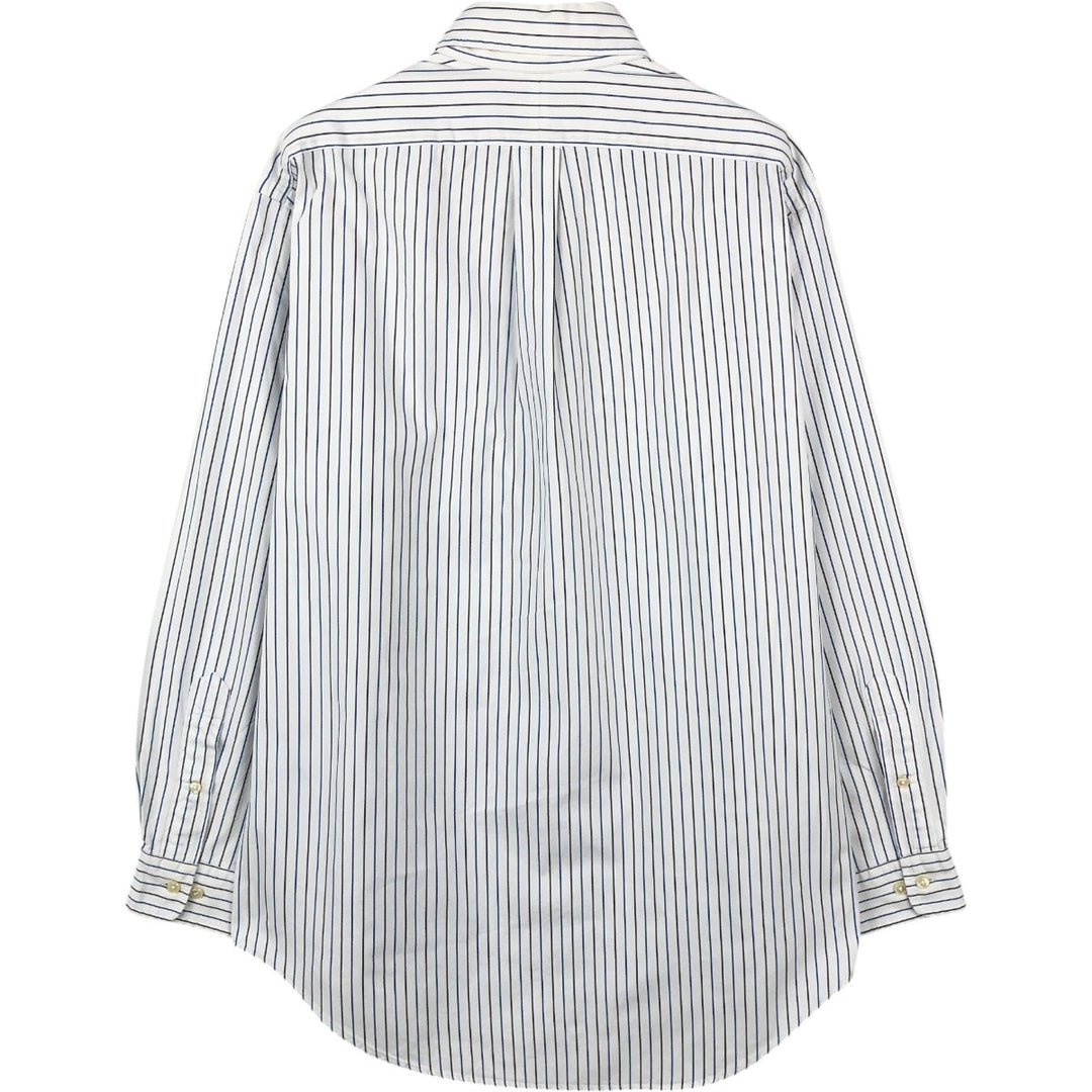Ralph Lauren YARMOUTH Long Sleeve Button-Down Striped Shirt, Men's M Size cotton white type Vintage Second Hand