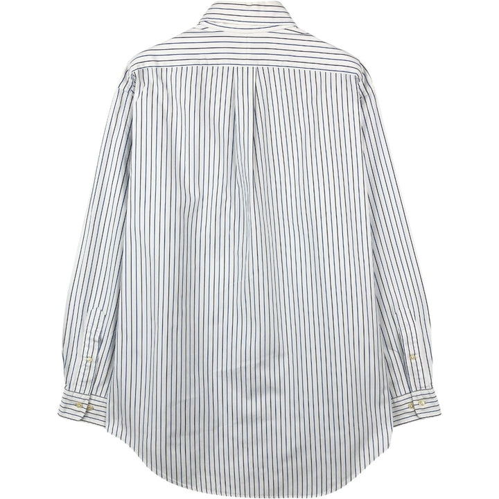 Ralph Lauren YARMOUTH Long Sleeve Button-Down Striped Shirt, Men's M Size cotton white type Vintage Second Hand