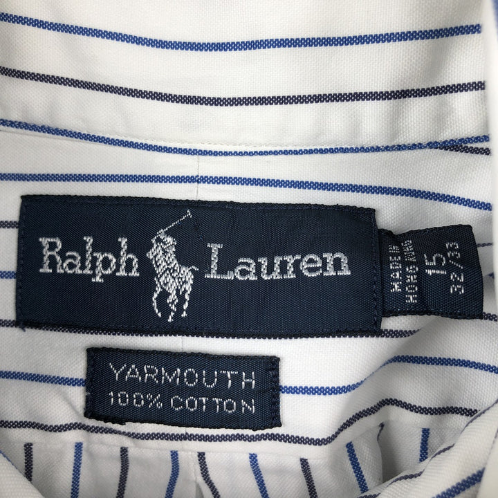 Ralph Lauren YARMOUTH Long Sleeve Button-Down Striped Shirt, Men's M Size cotton white type Vintage Second Hand