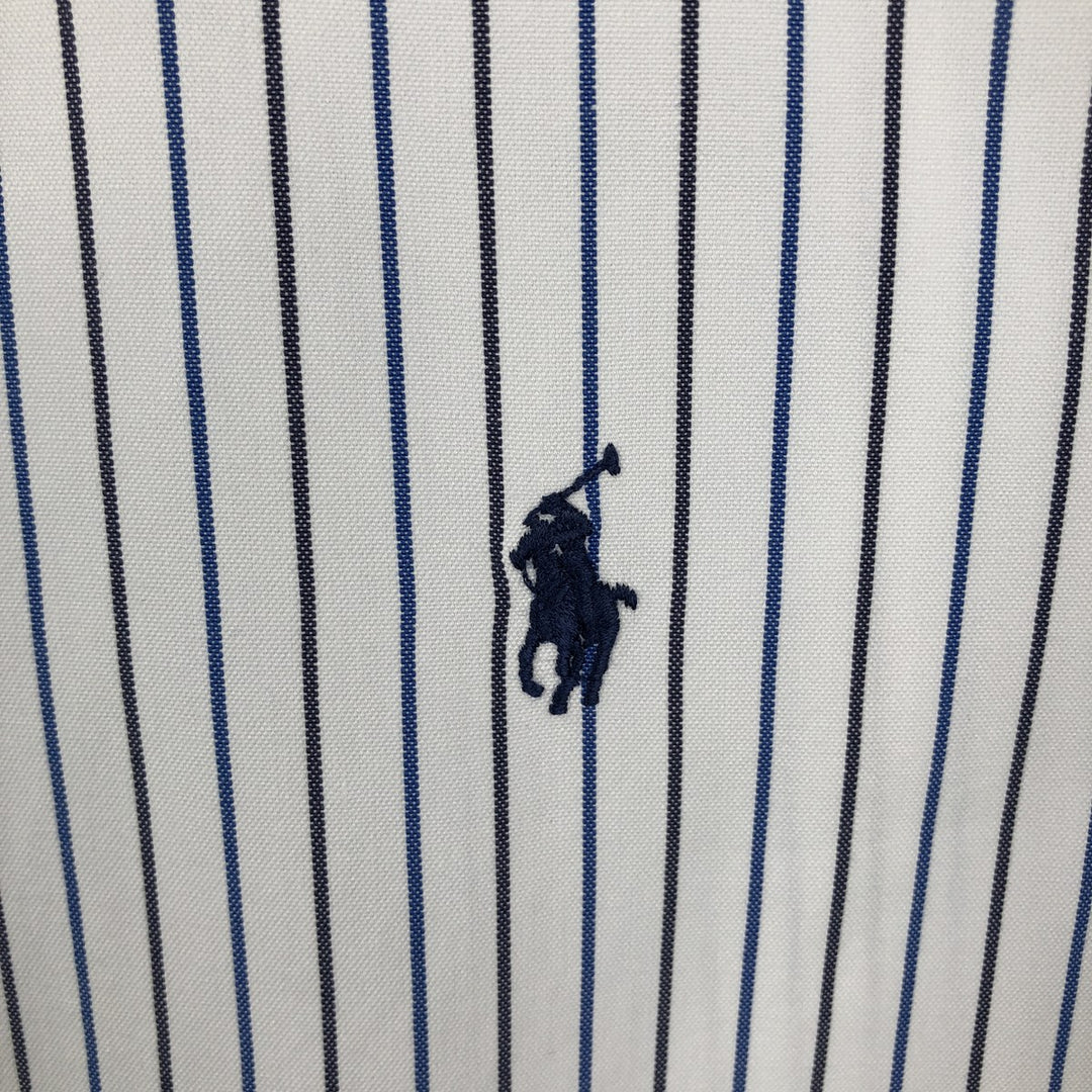 Ralph Lauren YARMOUTH Long Sleeve Button-Down Striped Shirt, Men's M Size cotton white type Vintage Second Hand