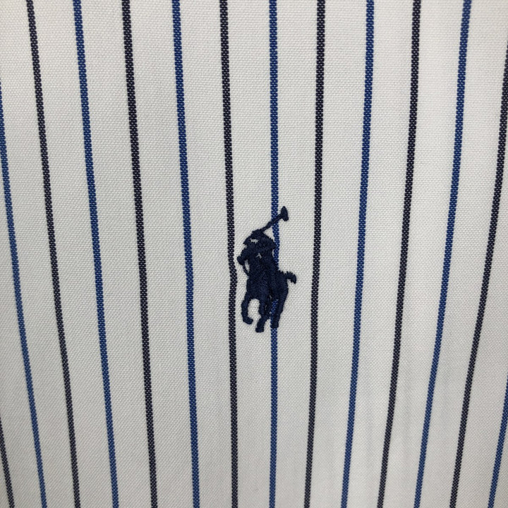 Ralph Lauren YARMOUTH Long Sleeve Button-Down Striped Shirt, Men's M Size cotton white type Vintage Second Hand