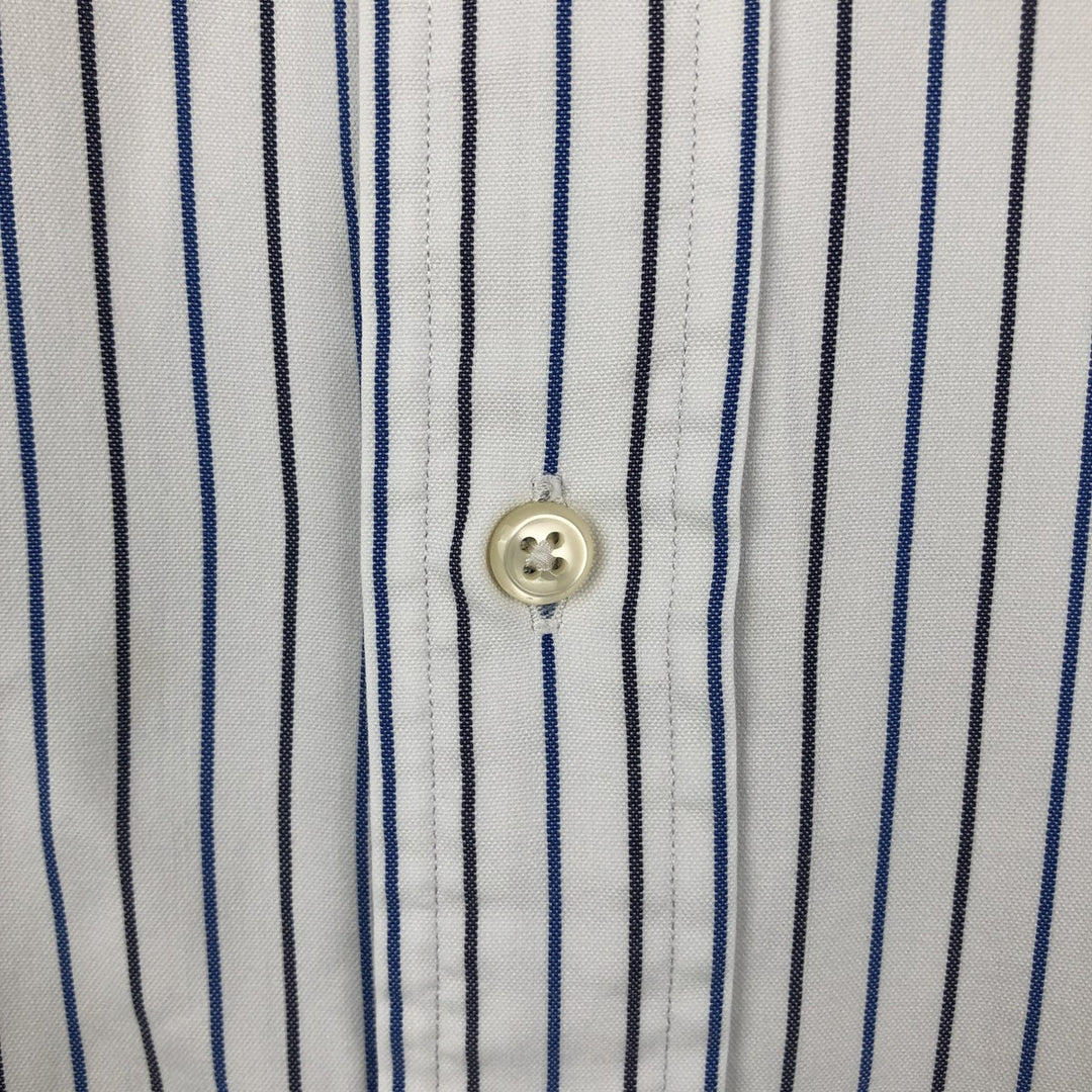Ralph Lauren YARMOUTH Long Sleeve Button-Down Striped Shirt, Men's M Size cotton white type Vintage Second Hand